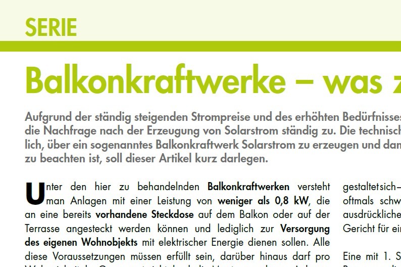 Balkonkraftwerke – was zu beachten ist