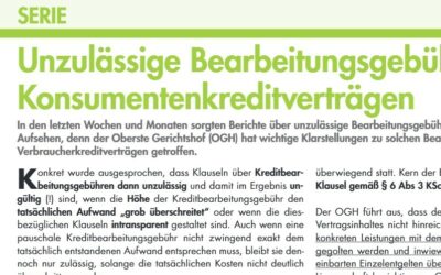 Unzulässige Bearbeitungsgebühren bei Konsumentenkreditverträgen
